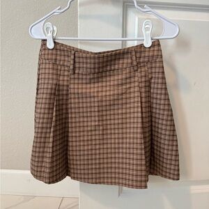 Lulu's Scholarly Cutie Brown Plaid Pleated High-Rise Mini Skirt